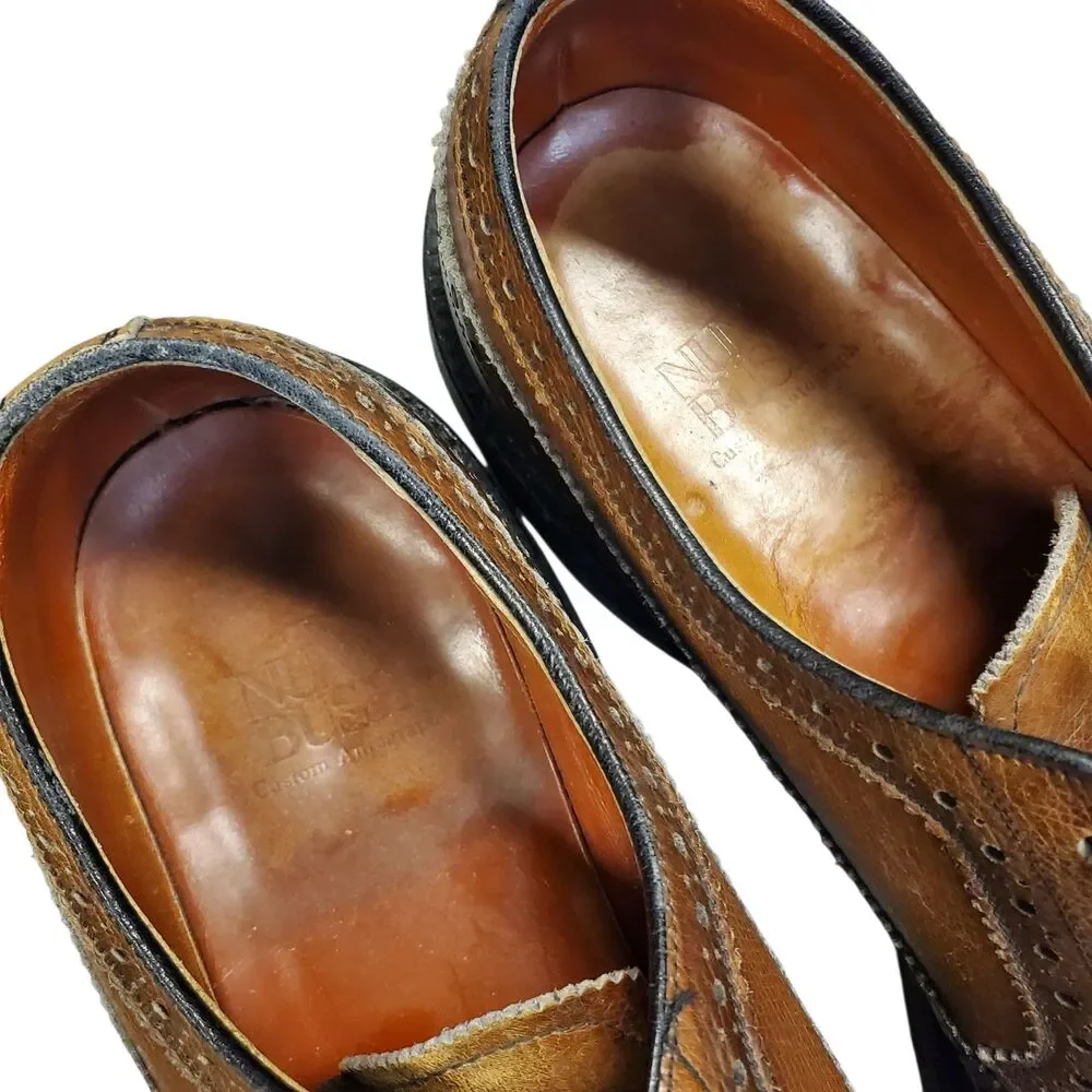 Vintage NUNN BUSH Shoes Mens Size 10 Brown Leather Oxford Wingtip Brogue Casual